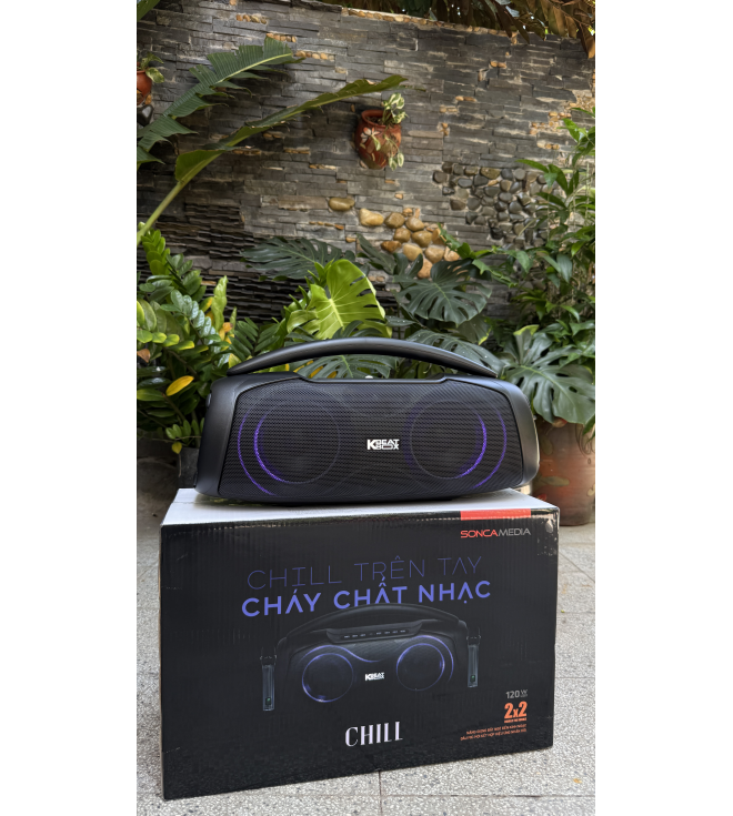 ACNOS CHILL – Loa karaoke xách tay di động 120W RMS, 2 DSP, Bass Đôi 13cm, Kèm 2 Micro