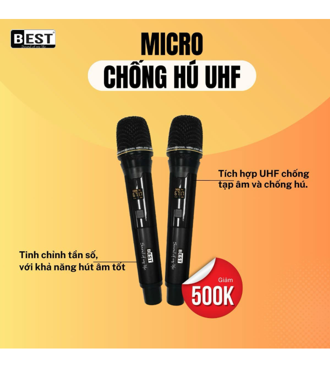 Loa điện di động Best 6930 1000W Bass50 (kèm 2 mic) 
