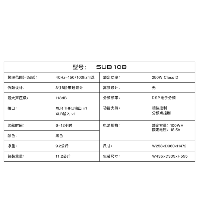 Sub Điện Có Pin Precision Drive SUB108 - Bass 20cm