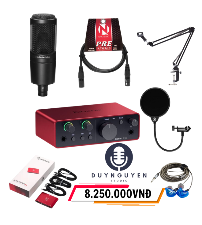 Combo Hát Live Thu Âm Chuyên Nghiệp Focusrite Solo Gen 4 Và Micro AT2020
