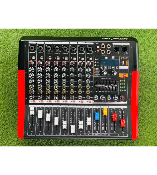 Mixer MTMAX F88Pro Đẩy Liền Vang Liền Mixer Công Suất 8 Cổng Micro Chỉnh Equalizer 99 Hiệu Ứng DSP