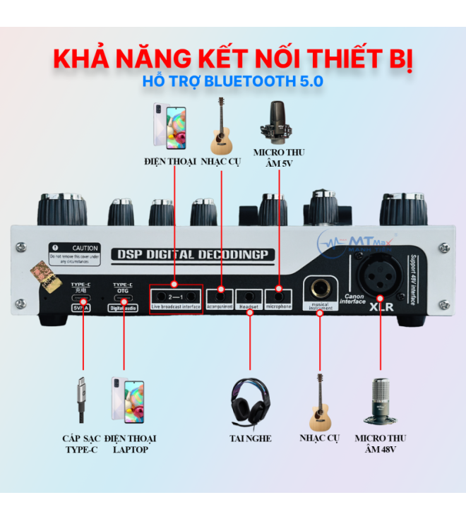 Soundcard X7 - Hỗ Trợ Micro 48V, Tích Hợp Hiệu Ứng Auto Tune