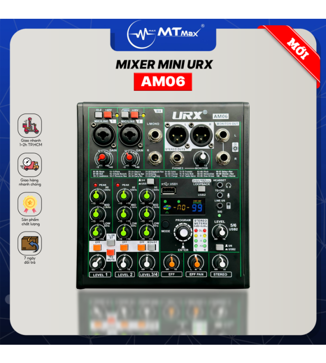 Mixer URX AM06 - 99 Hiệu Ứng DSP